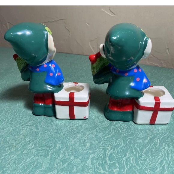 Vintage 60's MCM Napco Ceramic Christmas Elf Candle Holders Decor 1253 Japan - Picture 3 of 8